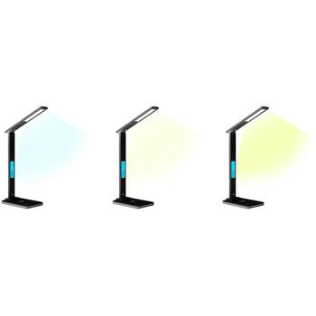 Media-Tech Настольная лампа MT222K, 4W, 36 LED, 3000-6500K, 750LUX, беспроводная зарядка 5-15W, таймер автоотключения (MT222K)