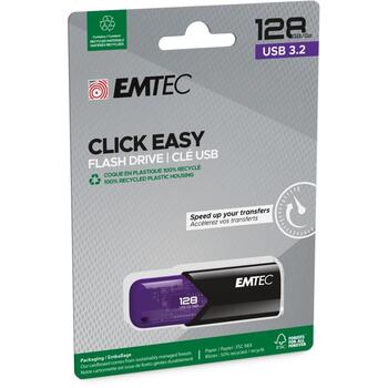 Emtec USB флешка B110 ECMMD128GB113, 128GB, USB 3.2, 20Mbps, 10Mbps, черный/фиолетовый, 100% переработанный пластик (ECMMD128GB113)