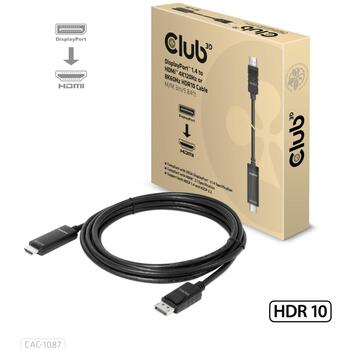 Club3D Видео кабель адаптер CAC-1087, 3м, 7680x4320, 120Гц, HDR10, 2x прямой разъем (CAC-1087)