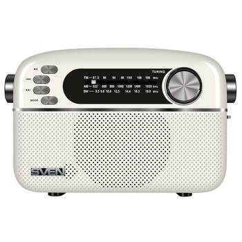 Портативный FM радиодинамик в ретро стиле с Bluetooth 3W AM SW USB microSD AUX белый SV-020439 SVEN (SV-020439)