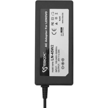 Sbox LN-45W-2 adapteris, 45W, 20V/2,25A, 100V-240V/1,5A, >82%, apaļš 4,0x1,7mm, 0-40°C, pārslodzes aizsardzība (LN-45W-2)