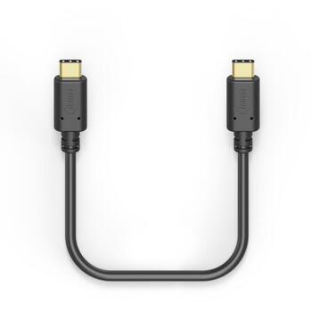 Hama кабель для зарядки 00201591, USB-C - USB-C, 1.5 м, USB 2.0, 3 А, 0.48 Гбит/с, золоченые контакты, черный (00201591)