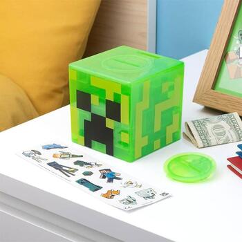 Paladone Minecraft Creeper labirinta seifs V2 PP12299MCFV2, 9cm, ar uzlīmēm, oficiāla Minecraft prece (PP12299MCFV2)