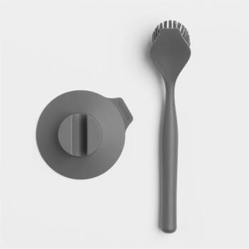 Brabantia trauku birste ar turētāju 117589, 0,1kg, 6x11x23,5cm, tumši pelēka, ergonomisks rokturis, piesūceknis (117589)