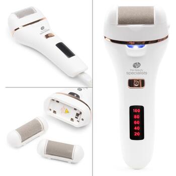 Rio Устройство для ухода за ногами PEDI4-EU/1.5, 60 сек, белый, 5ч, IPX5, USB зарядка, LED дисплей, 2 насадки (PEDI4-EU/1.5)