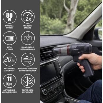 Beper mini putekļsūcējs un gaisa pūtējs P202ASP410, 80W, 11kPa, 20min, litija akumulators, USB Type-C, mazgājams HEPA filtrs (P202ASP410)