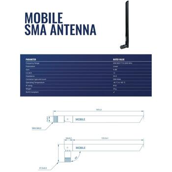 Teltonika маршрутизатор PR1US440 4 дБи, 698 ~ 960 МГц, 1710 ~ 2690 МГц, SMA Male, удлинитель кабеля (PR1US440)