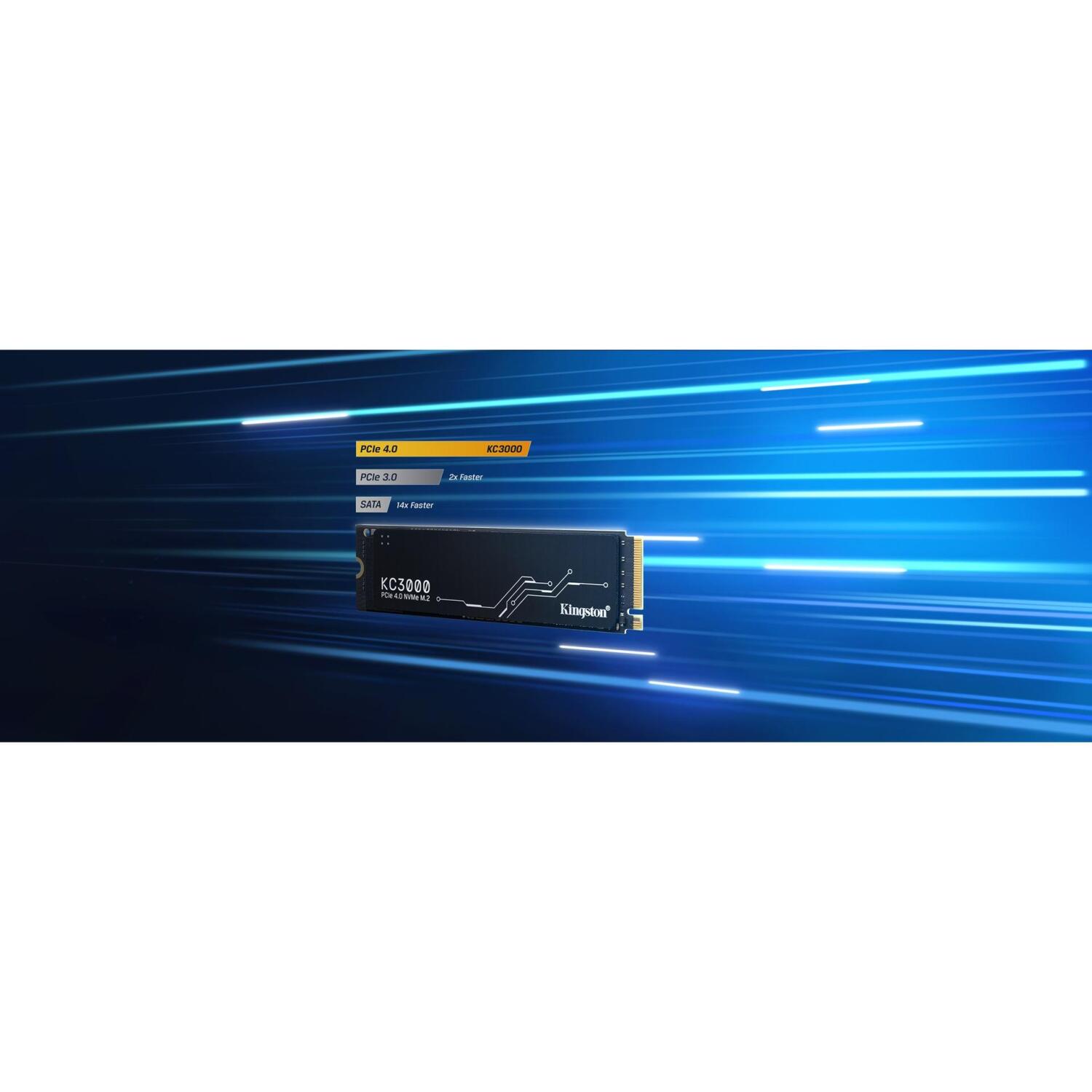 Kingston Твердотельный накопитель KC3000 SKC3000D/2048G, 2048 ГБ, PCIe 4.0, 7000 МБ/с, 3D TLC, Heatsink (SKC3000D/2048G)