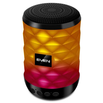 Портативная Bluetooth колонка мощностью 5W с RGB подсветкой TWS FM радио USB microSD PS-55 чёрный SV-021146 SVEN (SV-021146)