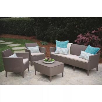 Keter Salemo 3 Seater Set 29205990587, 42.2kg, 2x74x67x76cm, 187x67x76cm, 76x56x42cm, имитация ротанга, устойчив к УФ (29205990587)