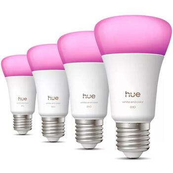 Philips Hue WCA 810 A60 E27 4P EU, светодиодная лампа, E27, 6 Вт, 810 лм, 25000 ч, 220-240 В, Bluetooth и Zigbee, 4 шт. (8720169364486)