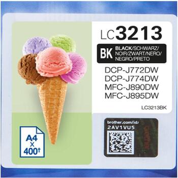Brother чернильный картридж LC3213BK, черный, 400 страниц ISO/IEC 24711, струйный, оригинальный, 1 шт (LC3213BK)