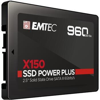 Emtec SSD 2.5 Sata X150 960GB Power Plus ECSSD960GX150, 960 ГБ, до 520 МБ/с, до 500 МБ/с, SATA III 6 Гбит/с, 2 000 000 часов (ECSSD960GX150)