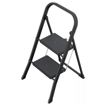 HAILO K44 StandardLine 034396310, salokāms pakāpienu soliņš, 2 pakāpieni, 150 kg, 246 cm, tērauds, melns, drošības rokturis (034396310)