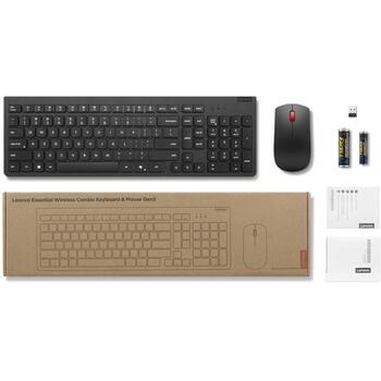 Lenovo Klaviatūra un pele komplekts 4X31R64494, 2.4 GHz, 3 pogas, melna, mediju kontrole (4X31R64494)