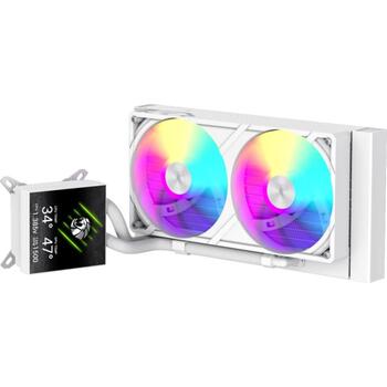 Gamemax procesora dzesētājs GLACIER 240 LCD WH, 240 mm, 85.82 cfm, TDP līdz 280W, ARGB ventilators (GLACIER 240 LCD WH)