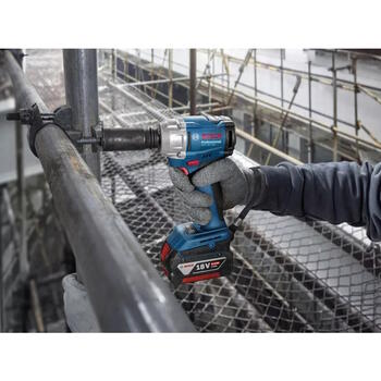 Bosch GDS 18V-350 Professional 06019M5020 18 V bezvadu profesionāls sitiena uzgriežņu atslēga bezsuku motors 3 griezes momenta līmeņi līdz 350 Nm 1/2″ bez akumulatora un lādētāja Zils/Melns (06019M5020)