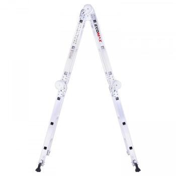 Ecomax universālās kāpnes Silver PRO EML0001 EMX, 4x3 pakāpieni, 150kg, 1,74m, 3,46m, 0,96m, alumīnija, EN131 (EML0001&EMX)