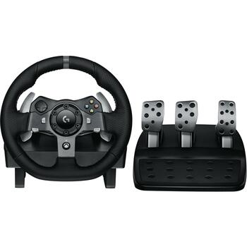 Logitech Руль + педали 941-000123, 900° поворот, USB, черный, алюминий, кожа, 3100 г педали, сетевой кабель (941-000123)