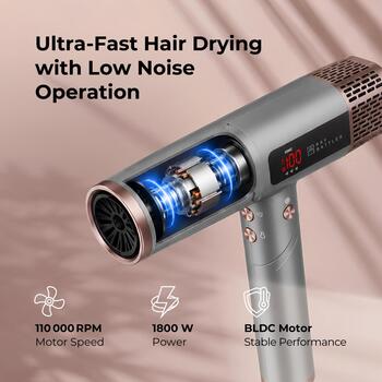 Ray Battler фен RB 0910, 1800W, 3 скорости, 4 температурных режима, 2.5м шнур, 3 насадки, диффузор, ионизатор (RB 0910)