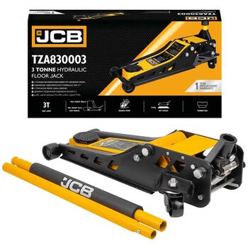 JCB гидравлический домкрат JCB-TZA830003, 3т, 508мм, 75мм, двухпоршневой, поворотные колеса, предохранительный клапан (JCB-TZA830003)