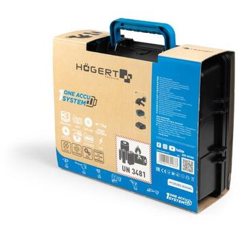 Hogert Аккумуляторная угловая шлифмашина HT2E282-B24AG 125 мм 18 В, бесщеточный мотор, 10 000 об/мин, 2x 4 Ач аккумулятор (HT2E282-B24AG)