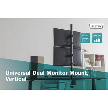 Digitus настенный кронштейн DA-90438, 2x8кг, 17-32'', VESA 75x75, 100x100, черный, быстрая разблокировка (DA-90438)