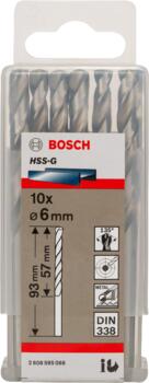 HSS-G urbji metālam 6.0mm, 10gab., Urbjmašīnām/skrūvgriežiem PRO METAL HSS-G STANDARTA SPIRĀLVEIDA URBJA GARUMS, 2608595066, BOSCH (2608595066)