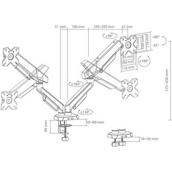White Shark KHUFU-II GMS-3211 / 2 Monitor Desktop Mount (KHUFU-II)