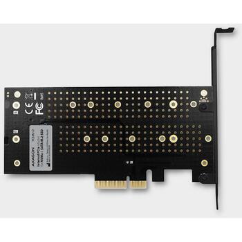 Axagon Adapteris PCEM2-D PCIe NVMe+SATA M.2, 2 M.2 diski, 110 mm, strāvas adapteris, stiprinājums, 50 cm SATA datu kabelis (PCEM2-D)