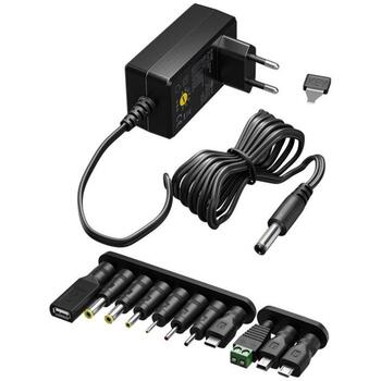 Goobay Strāvas adapteris 74436, 5-15V, 36W, 2.4A, 1x strāvas DC ligzda 5.5mm, melns (74436)