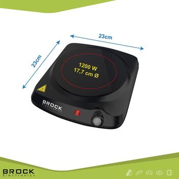 Brock HPI 3001 BK индукционная плита, 1200W, 1 зона, 17,5см, механическое управление, черный (HPI 3001 BK)