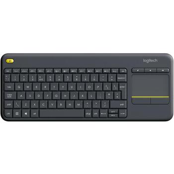 Logitech Tastatūra bezvadu ar skārienpaliktni K400 Plus, QWERTY, 10 m bezvadu diapazons, 2.4 GHz, melna, AA akumulatori (920-007145)