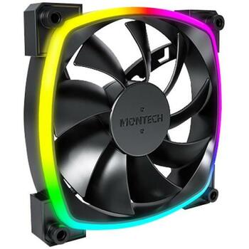 Montech Datora korpuss ventilators AX120 PWM BLACK 3 IN 1, 120mm, 720-1760RPM, 27dB, 3x4PIN, RGB apgaismojums (AX120 PWM BLACK 3 IN 1)