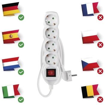 Emos Удлинитель P1421R, 1,5м, 4x2P+PE, 3680W, PVC, с выключателем, защита от детей (P1421R)