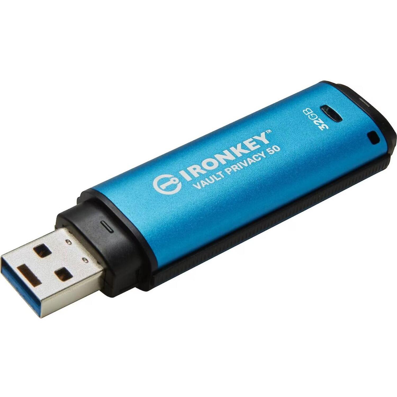 Kingston USB флеш-накопитель IKVP50/32GB, 32GB, USB 3.2 Gen 1, 250MB/s чтение, 180MB/s запись, аппаратное шифрование AES-256 XTS (IKVP50/32GB)