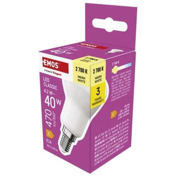 Emos LED лампочка Classic R50 ZQ7E21, 4,2 Вт, 470 лм, теплый белый, 230 В/50 Гц, 120°, 30 000 часов, E14 (ZQ7E21)