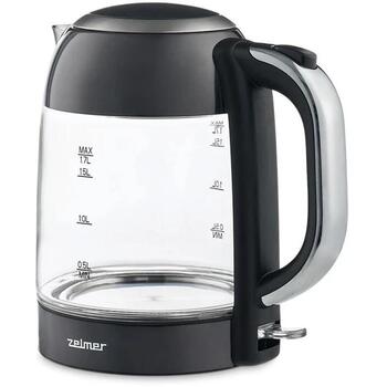Zelmer ZCK8025 электрический чайник, 71507002P, 1.7 л, 2200 Вт, стекло, черный, LED, поворотная база 360° (71507002P)
