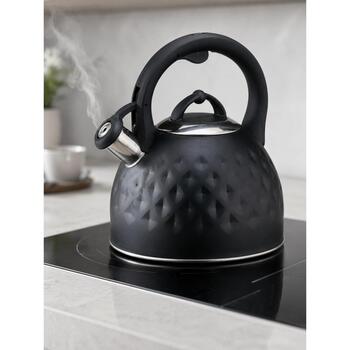 Brock MWK 002 BK La Cuisinette чайник, 2,7л, 3л, нержавеющая сталь, черный, для индукции, со свистком (MWK 002 BK)