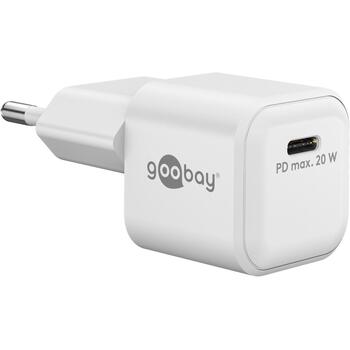 Goobay Зарядное устройство 79151, 20W, USB-C, PD, GaN, быстрая зарядка, белый, евровилка (79151)