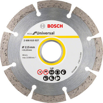 Mazām leņķa slīpmašīnām ECO FOR UNIVERSAL SEGMENTĒTAIS DIMANTA GRIEZĒJDISKS, 2608615027 BOSCH (2608615027)
