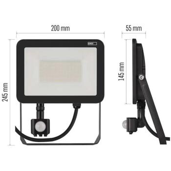 Emos LED прожектор INOVO ZS2742, 50 W, 5500 lm, IP65, 120°, 4000 K, PIR датчик, алюминий, стекло (ZS2742)