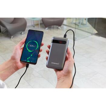 Intenso Power Bank 7332330 10000 мАч, Li-Polymer, USB-C PD, USB-A QC, 2 устройства, LCD дисплей, антрацит (7332330)