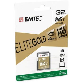 Emtec Карта памяти ECMSD32GHC10GP, 32GB, 90MB/s, 20MB/s, UHS-I, Class 10 (ECMSD32GHC10GP)