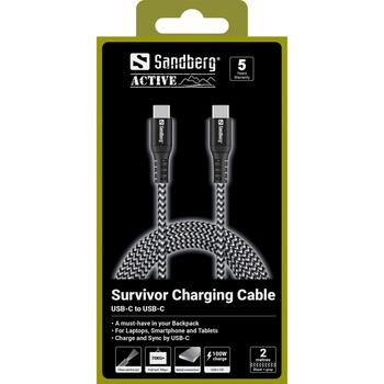 Sandberg USB-C kabelis 441-67, 2m, 100W, USB-C, USB-C, USB 2.0, melns, balts (441-67)