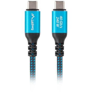 Lanberg USB-C кабель CA-CMCM-44CU-0005-BK, 0.5м, 240W, 8K60Hz, 40 Gbps, двойная защита, алюминиевые разъемы (CA-CMCM-44CU-0005-BK)