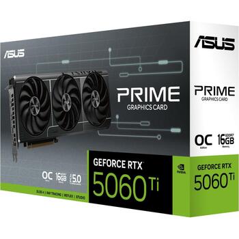 Asus Видеокарта PRIME-RTX5060TI-O16G 16ГБ, GDDR7, 128 бит, PCI Express 5.0, 3 вентилятора, NVIDIA G-SYNC, готова к VR (PRIME-RTX5060TI-O16G)