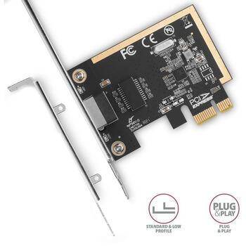 Axagon сетевая карта PCEE-GRF 1GBE 1порт, PCIe 1.1, 10/100/1000 Mbit/s, Realtek RTL8111, монтажная рама, блок питания (PCEE-GRF)