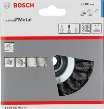 Metāla suka leņķa slīpm. D 100 mm, 1gab., Mazām leņķa slīpmašīnām PRO METAL HEAVY KONUSVEIDA SUKA, 2608622011, BOSCH (2608622011)