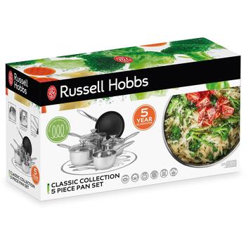 Russell Hobbs Classic Collection S/S набор сковород BW06572EU72, 5 шт., 14-24 см, нержавеющая сталь, стеклянные крышки (BW06572EU72)